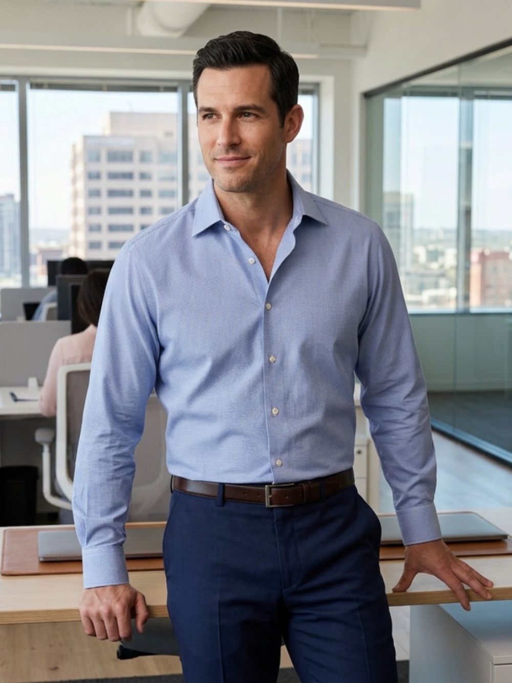 Saks Fifth Avenue Blue Dress Shirt Classic Style